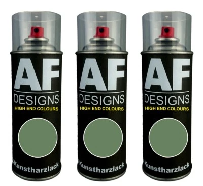 ALEX FLITTNER DESIGNS 3x Kunstharz Lackspray Buntlack Spraydose RAL6011 RESEDAGRUEN glänzend matt
