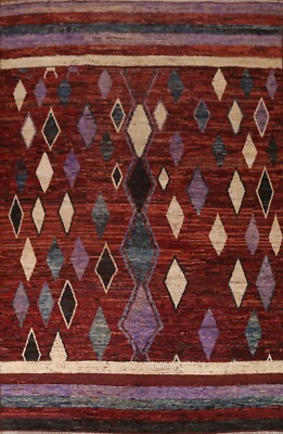 Diamond Design Moroccan Berber Area Rug 9'x12' Wool Hand-knotted Oriental Carpet