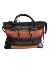Rebecca Minkoff Regan Satchel Wool Leather Stripe Southwest Euc