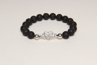 Armband Lavaperlen schwarz Armband mit Infinity Zeichen 