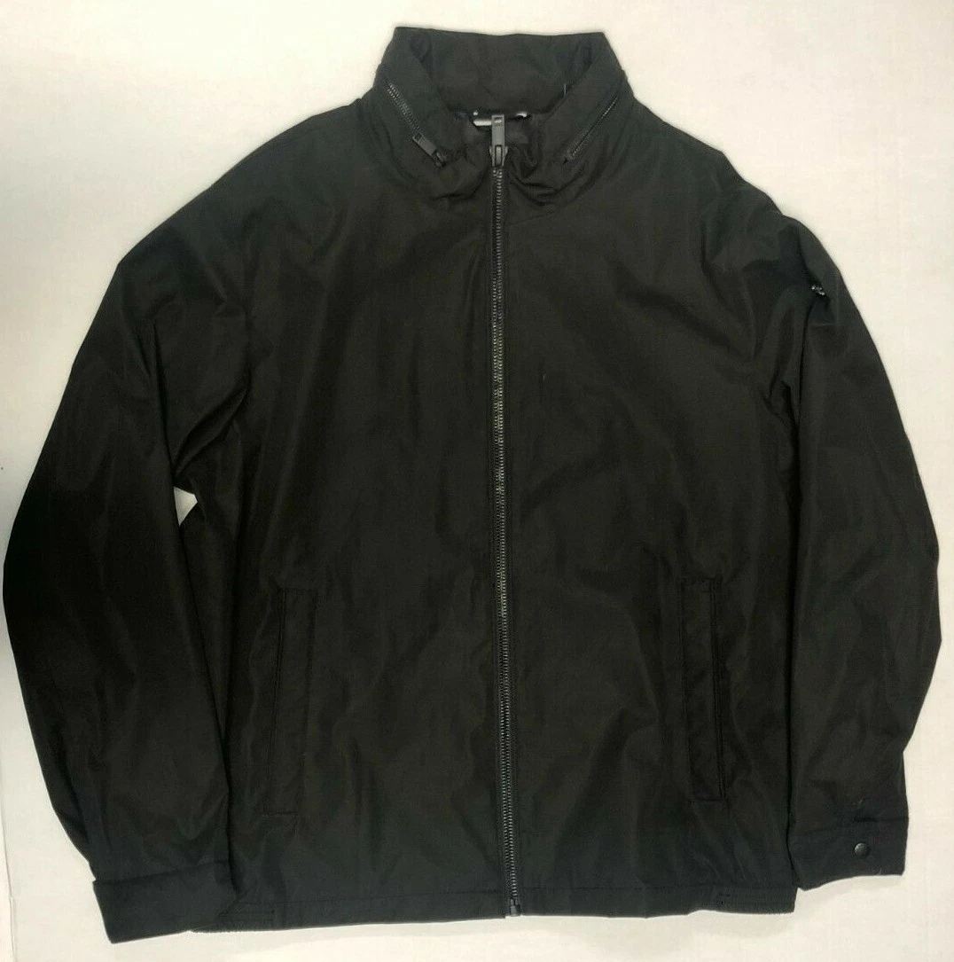 DKNY Hidden Hood Full Zip Men s Rain Jacket BLACK X LARGE