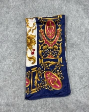 Jacqueline Ferrar Scarf Womens Gold Pink Navy Silk Made Japan Square
