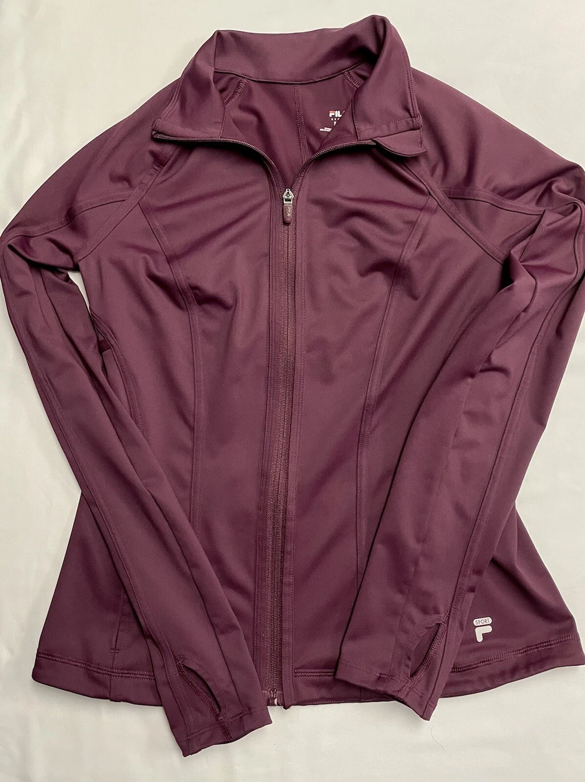 FILA SPORT Jacket Womens Small Purple Activewear Running Thumbholes Full Zip
