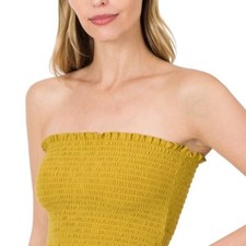 Zenana Ruffle Smocked Tube Top- Sz S, L, Xl Wasabi
