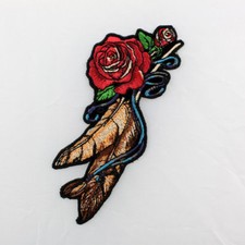 Biker Chopper Lady Rider Rosen Feder Feather Rose Aufbügler Aufnäher Patch NEU