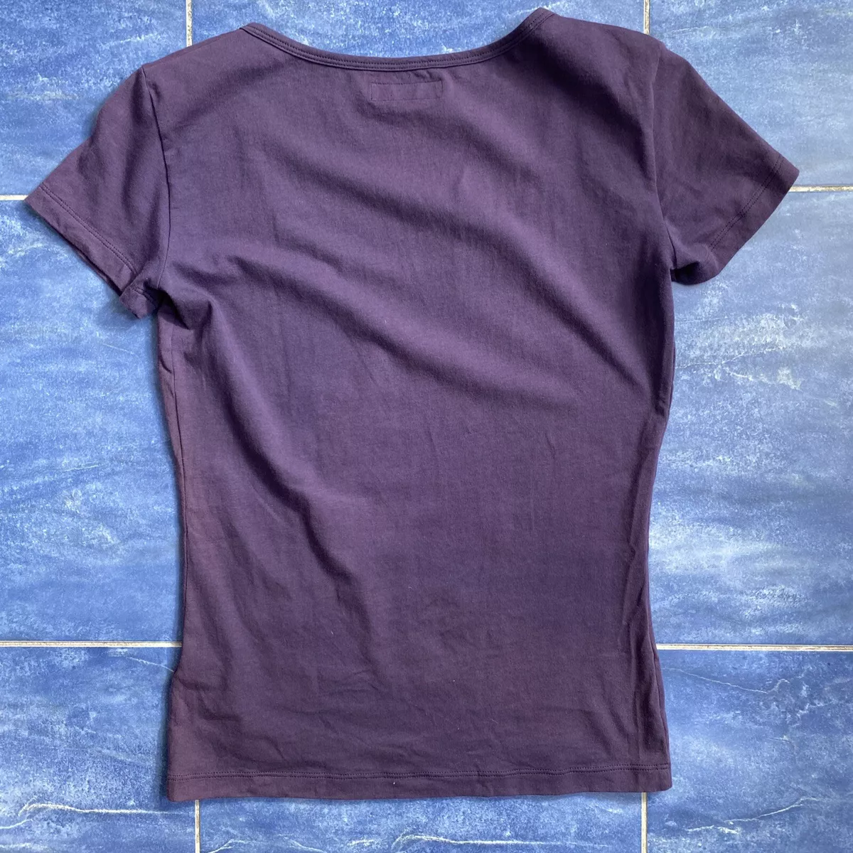Emporio Armani Y2K Vintage Fitted Baby Tee Top Purple Crystal