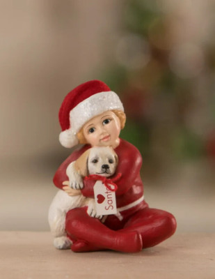 Bethany Lowe Lisa's Christmas Puppy Surprise Christmas figurine, TD1156 NWT