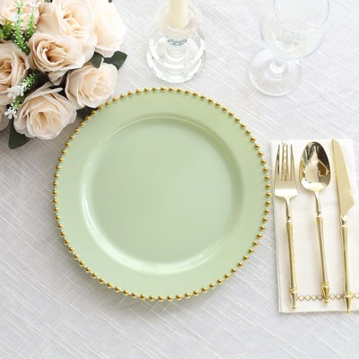 10 Round 10 in Disposable Plastic Salad PLATES Beaded Trim Party Decorations