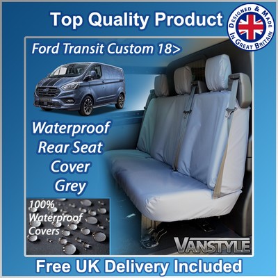 Ford Transit Custom 2018 Tailored Waterproof Grey Rear Bench