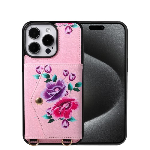 Funda tipo billetera para iPhone 16 15 Pro Max 13 12 flores + bandolera/correa de mano para mujer - Imagen 13 de 15