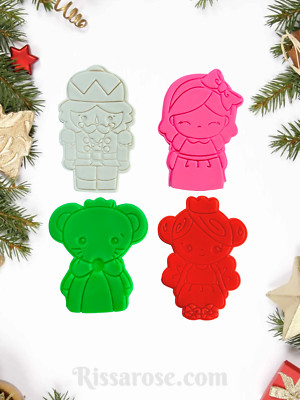 NutCracker characters Christmas cookie cutter Stamp- Clara,Sugarplum Fairy & The