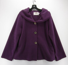 Janska Jacket Women Small Purple Fleece Windbreaker Lagenlook Pockets Collared