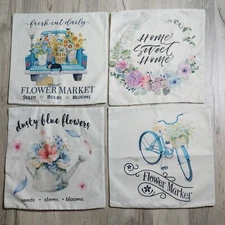 Set of 4 Farmhouse Pillow Covers 17x17 Decorative Throw Pillow Covers