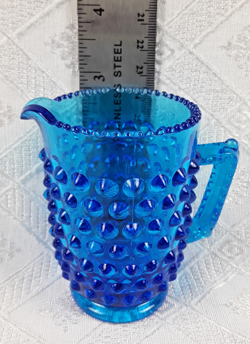 Fenton Colonial Blue Hobnail Art Glass Mini-Creamer/Pitcher, 3.5" Tall - Picture 7 of 10