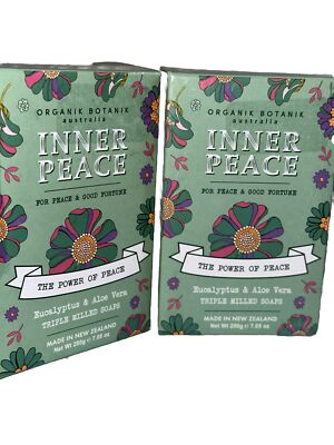ORGANIK BOTANIK INNER PEACE Eucalyptus & Aloe Vera TRIPLE MILLED SOAPS 7.05oz-2
