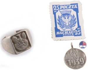 1939 Ring Poland WW1 wwI Pendant WW2 Stamp WWII Eagle Polish Legion Polska Goth