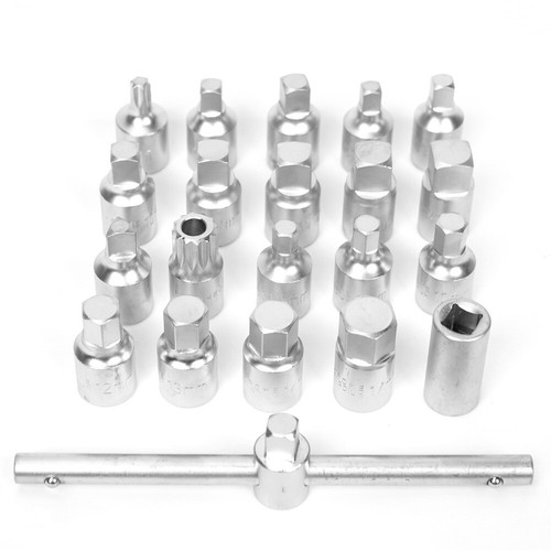 NEW Oil Drain Plug Sump Key Socket Set 21 pcs Axle Oil Spanner 3/8" Car Van Bike - Picture 4 of 10