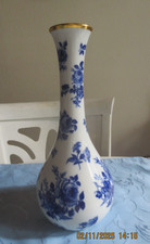 Porzellan Vase Waldershof Bavaria weiß blau kobalt Goldrand 22 Karat Handarbeit