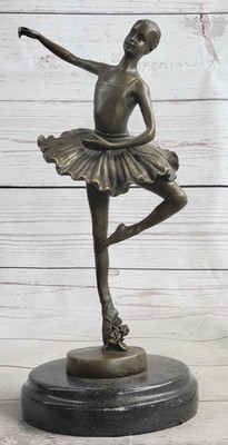 Bronze Dancer Ballerina Bronze Statue Sculpture Figurine Marble Base Vintage NR