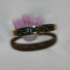 Memoire-Ring 585 GG farbige Diamanten Blau Brillantschliff 0,33 ct. Gr. 17 Neu
