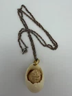 Vintage Razza Chick Hatching Egg Faux Ivory Resin Pendant Necklace 23 Inch Chain