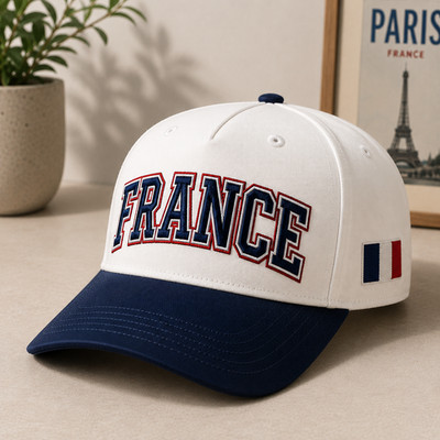 France Embroidered Baseball Hat Personalized French Flag Two Tone Cap