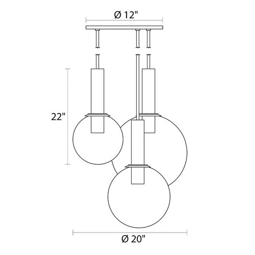 Sonneman 3763 Bubbles 3 Light 20"W Multi Light Pendant - Brass - Picture 2 of 4