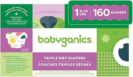 Babyganics Absorbent Breathable Diapers Triple Dry Protection, Multipack