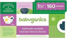 Babyganics Absorbent Breathable Diapers Triple Dry Protection, Multipack, sizes
