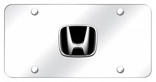 Honda 3d Black Fill Chrome Logo On Mirror Chrome License Plate Official Licensed