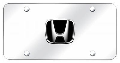#ad #ad Honda 3D Black Fill Chrome Logo on Mirror Chrome License Plate Official Licensed $39.95