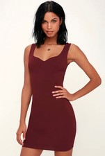 Lulus Count On It Burgundy Sleeveless Bodycon Dress Size M Sweetheart Neckline