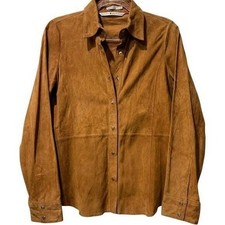 Vintage Tommy Hilfiger 100 Leather Shirt Jacket Camel Brown Size 10