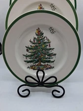Spode Christmas Tree Dinner Plates England-10 3/4” Set Of 4