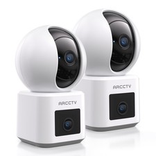 ARCCTV 2-Pack Dual Lens Indoor Security Camera, 2.5K WiFi 6 Pet Camera for Home