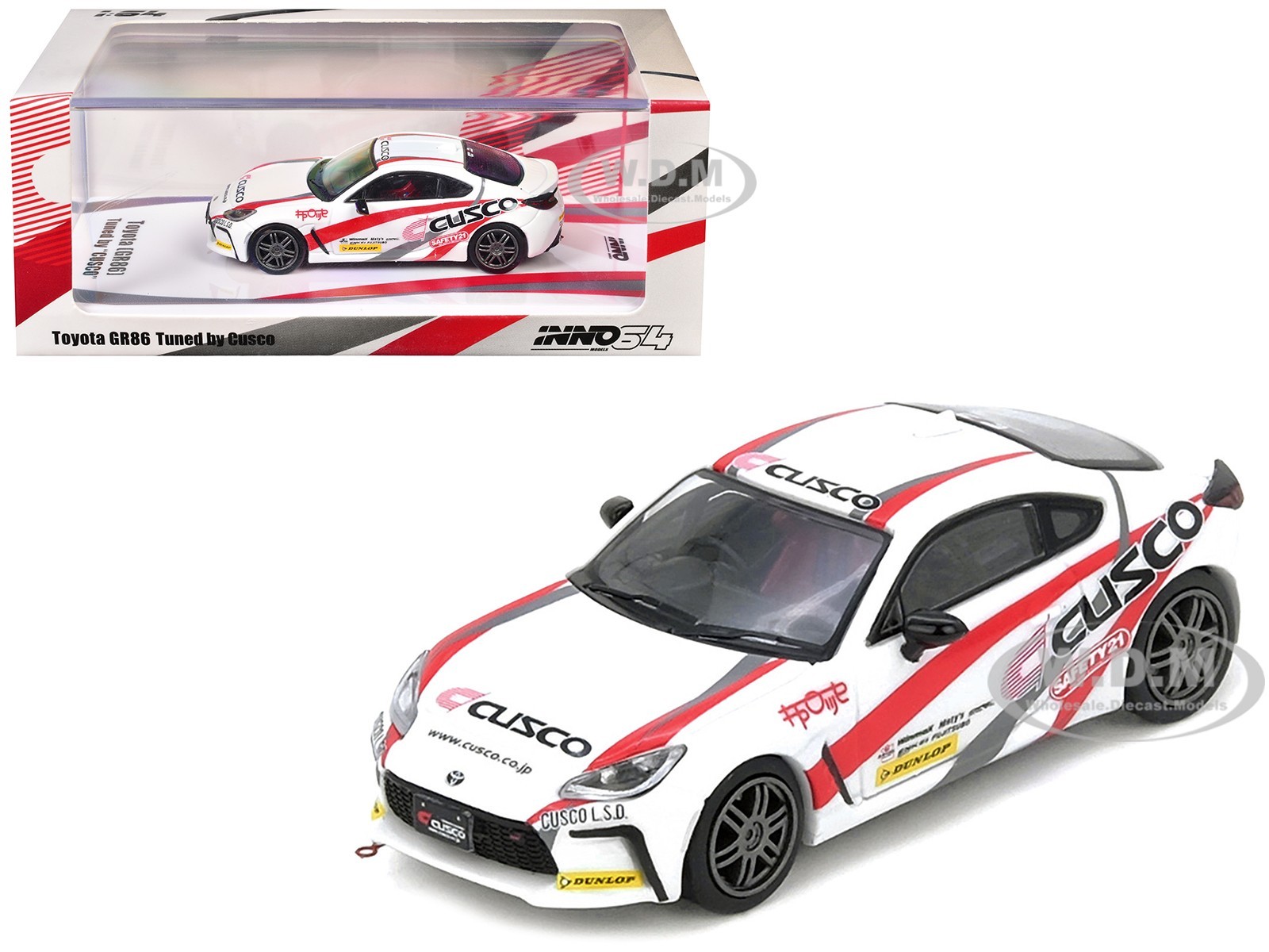 TOYOTA GR86 TUNED BY CUSCO RHD WHITE 164 DIECAST BY INNO MODELS IN64-GR86-CUSCO 5390₽