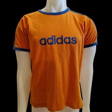 Vintage Adidas Shirt 80er Jahre - Orange/Blau Retro Sportshirt