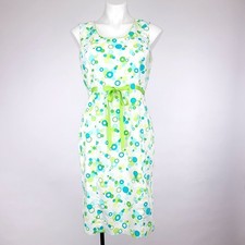 Alexandra Bartlett Bubble Print Sheath Dress Women Green Blue Mod Ribbon 8