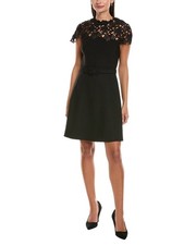 Oscar De La Renta Silk-Trim Wool-Blend Mini Dress Women's Black 0