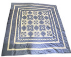 Cornflower Blue White Handmade Quilt Sampler Floral  Zig Zag 85x90 Vintage 30s ? — photo 2