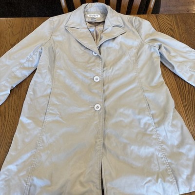 Preston & York Petite Sz M Tan Button Up Raincoat - No Liner