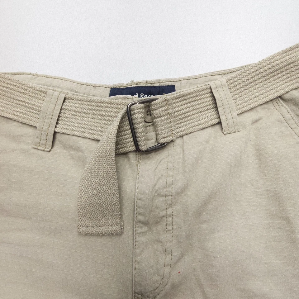 PD&C Ripstop Cotton Cargo Shorts Mens 32 Khaki Belted Work Utility Travel - Image 4 of 4