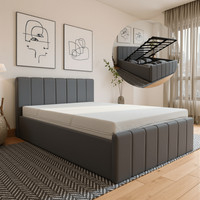 Ottoman Storage Bed Frame Gas Lift Plush Velvet Double King Size Upholstered
