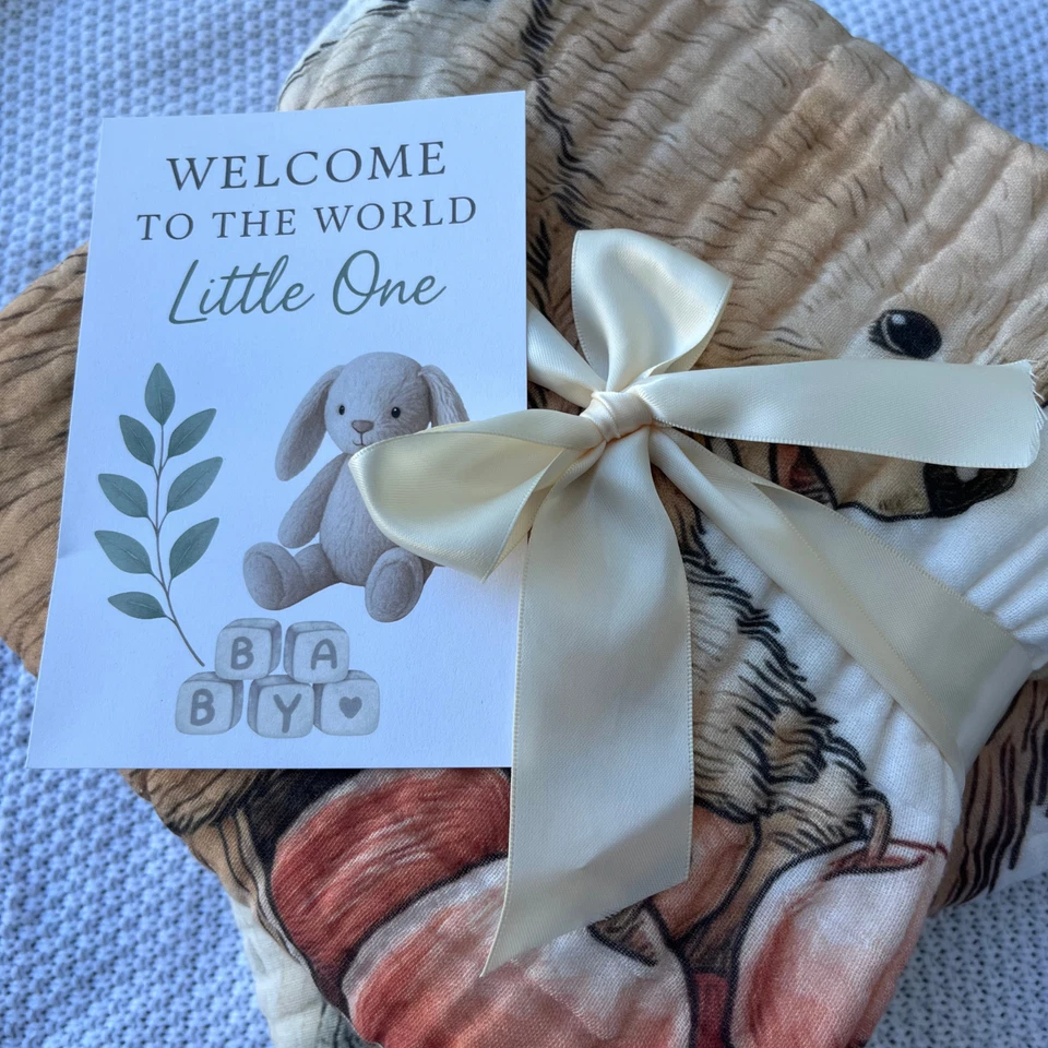 Manta de bebé de muselina de 6 capas con estampado de oso/envoltura de algodón suave/vivero de bosque Foto 4 de 4