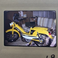 Vintage Motobecane Photo 1970s Yellow Mobylette Moped Motorcycle 35mm Slide