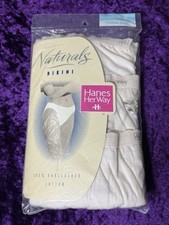 1995 Hanes Her Way Naturals BIKINI Underwear 3 Pair Sz 8 - Floral Cotton Panties