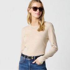 J. Crew Cotton Teddie Sweater Heather Light Khaki Tan Brown - Medium