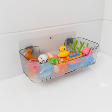 Bathtub Toy Storage   Clear Bath Toy Holder with Drainage Holes, Wall-Mounted No