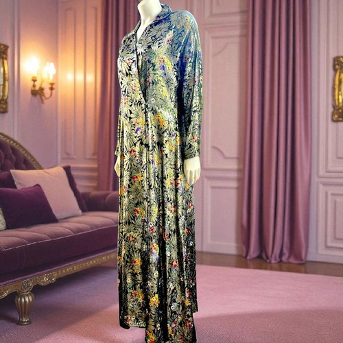 Maxi Vestido Vintage Años 70 Helga Dorado Lurex Floral con Cinturón y Forro - Glamuroso - Imagen 7 de 24