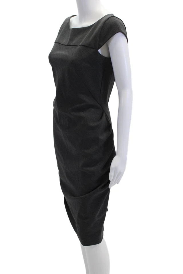 Vestido Cynthia Steffe Mujer Lana Cuello Barco Cremallera Manga Gorra Gris Talla 4 Foto 2 de 4